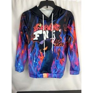 Friday Night Funkin Hoodie Hooded Thin Sweatshirt Black Boys Youth Size XS